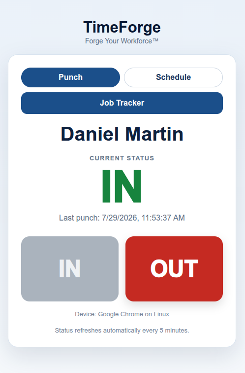 Placeholder for TimeForge Mobile Punch screenshot